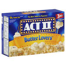 Carbs 16g, fat 12g, protein 2g. Act Ii Butter Lovers Microwave Popcorn Shop Popcorn At H E B