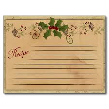 Vintage Christmas Recipe Card Zazzle Com Christmas Recipe Cards Recipe Cards Template Vintage Christmas Recipes