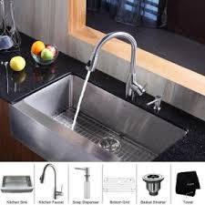 Each compartment typically has its own drain. Kraus All In One Farmhouse Apron Front Stainless Steel 36 In Single Bowl Kitchen Sink With Faucet In Stainless Steel Khf200 36 Kpf2130 Sd20 The Home Depot Modern Kitchen Sinks Kitchen Sink Design Double Basin Kitchen