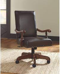 ashley furniture signature design gaylon home office swivel desk chair faux leather upholstery burnished brown c upholstered office chair furniture home