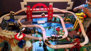 The waterfall junction train set & table pairs one of our sturdy train tables with an interactive train set. Kidkraft Metropolis Train Table Set Toy Review Youtube