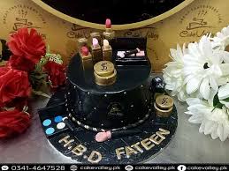 Print on regular paper, cut, and adhered it with shortening onto a layer of fondant. Makeup Kit Theme Girls Birthday Cake At Cake Valley Online Cake Order And Delivery In Lahore Customize Birthday Cakes