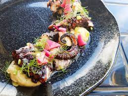 Ahtapot Octopus With Broad Bean Fava And Sumac Pickled Onion At Anason Turkish Recipes Food Pickled Onions