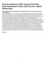 Arikunto suharsimi prosedur penelitian suatu pendekatan praktek dasar dasar evaluasi pendidikan ( jakarta: Buku Suharsimi Arikunto 2006 Prosedur Penelitian Suatu Pendekatan Praktek Python