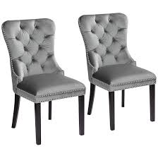 Annabelle Tufted Gray Velvet Dining Chairs Set Of 2 63m48 Lamps Plus Dining Chairs Tufted Dining Chairs Velvet Dining Chairs