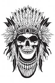 Apache Skull Thief With Outline Shape Indian Skull Tattoos Skull Art Skull Tattoo Design