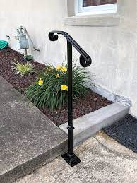 L ift the upper post 3 to 4 until you can insert the bottom rail. Single Post Ornamental Hand Rail 1 Or 2 Step Railing For Etsy In 2021 Step Railing Handrail Steel Handrail