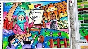 23 gambar kartun tentang kebersihan lingkungan sekolah kerja bakti di sekolah. Tema Guru Mengajar Di Sekolah Cara Menggambar Dan Mewarnai Gradasi Warna Oil Pastel Crayon Youtube