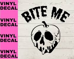 Bite Me Poison Apple Decal, Car Decal, Notebook, Tablet, Phone, Laptop  Sticker, Halloween Decal, Spooky Sticker