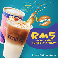 Be spoilt for choice with great deals in our digital shop. Tealive Monday Brews Promotion Coffee For Rm5