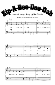Zip A Dee Doo Dah Easy Piano Sheet Music Song Of The Sheet Music Disney Songs Easy Piano Sheet Music