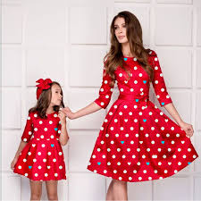 Mom Girl Dot Prints Bowknot Decorate Matching Dress Popreal Com Mother Daughter Dresses Matching Mother Daughter Dress Mother Daughter Matching Outfits