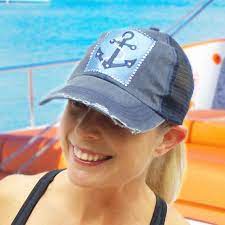 Lake Baseball Hat Nautical Hat Womens Lake Hat Real Etsy In 2021 Nautical Hats Baseball Hats Womens Baseball Cap