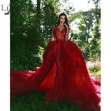 Notice the spectacular mermaid wedding dresses. Bubai Wine Red Mermaid Wedding Dress With Detachable Train 2018 Saudi Arabic Lace Wedding Gowns Button Appliques Bridal Dresses Wedding Dresses Aliexpress