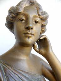 Proantic: Sculpture, Young Woman, Spelter Circa 1900 By H.levasseur, A