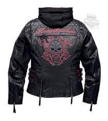 Harley Davidson 98104 16vw Harley Davidson Womens Scroll Willie G Skull Refl Leather Motorcycle Jacket Women Harley Davidson Jackets Women Leather Jacket