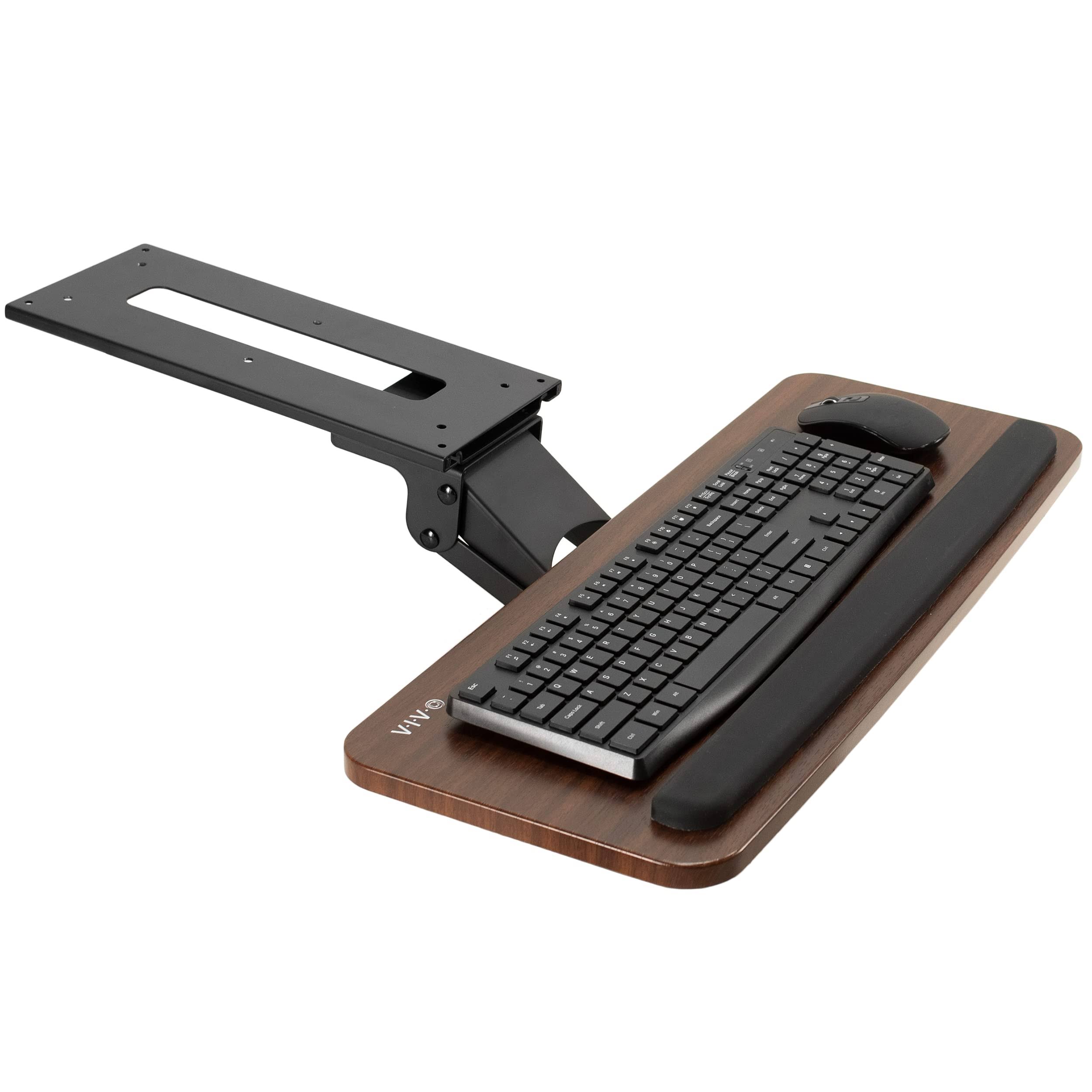 Vivo Light Wood Adjustable Computer Keyboard & Mouse Tray Under Table Desk Mount
