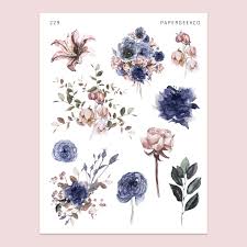 Indigo Garden Floral Stickers 229 Em 2020 Stickers Adesivos Figurinhas