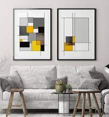 Set Of 2 Geometric Art Prints Bauhaus Wall Art Large Modern Living Room Wall Art Bauhaus Home Decor Abstract Geometric Wall Posters Set In 2021 Abstract Wall Art Abstract Decorative Painting