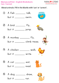 mamaloveprint grade 1 english worksheets basic grammar can cannot pdf free download