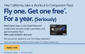 A vendor convenience fee will apply for credit/debit cards. Get A Free Southwest Companion Pass After One Purchase If You Live In California Flyertalk The World 39 S Most Popular Frequent Flyer Community