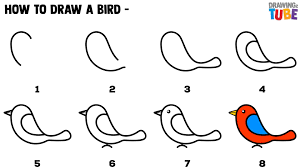 Bird Drawing For Kids Easy Step By Step How To Draw Bird For Kids Bird Drawings Drawings Birds For Kids