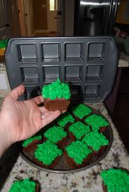 Birthday Rice Krispie Treats Walmart Minecraft Square Cupcakes A No Brainer For An Awesome Minecraft Birthday Just Use A Square Minecraft Birthday Minecraft Birthday Cake Birthday Party Crafts