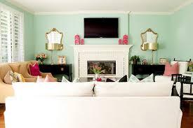Color Combo Mint Green Hot Pink Gold And White Family Room Cute Living Room Home
