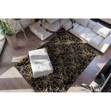 Achetez votre nouveau tapis à poil long chez tapis24 maintenant! Tapis Marbre A Poils Longs Bijou Noir Or