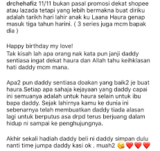 , rizal bukan budak kecil lagi, nak pegang2 buah dada ibu ni. Enggan Peduli Tanggapan Orang Lain Dr Che Hafiz Titip Ucapan Hari Lahir Buat Anak Hadiah Time Jumpa Daddy Kasi Media Hiburan