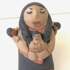 Native American Jemez Storyteller Doll Mother & 6 Children ~ Vintage 5 1/2"  Hand Crafted Figurine ~ Signed Jan Fragua ~ Southwest Fine Art
