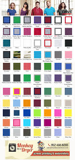 Anvil Swatch Color Chart Custom T Shirts From Monkey In A