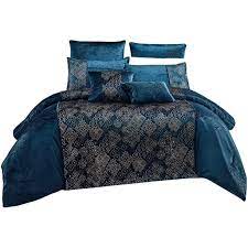 1,373 navy blue comforter sets products are offered for sale by suppliers on alibaba.com, of which bedding set accounts for 3%, comforter accounts for 1%, and duvet cover accounts for 1%. Wpm 7 Piece Navy Blue Metallic Gold Print Comforter Set Luxury Royal Bedding Bed In A Bag With Euro Shams Decorative Pillows Kala King Walmart Com Walmart Com