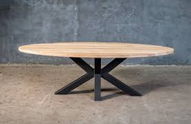 massieve ovale tafel op metalen x poot oval dining room table oval table dining oval dinning table