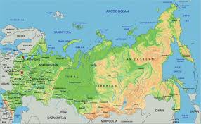 Physical map of russia and central asia. Russia Mountains