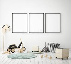 Download Mock Up Poster Frame In Children Bedroom Scandinavian Style Interior Background 3d Render Scandinavian Style Interior Room Wall Decor Bedroom Frames