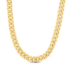 Cuban link chains are generally found as gold necklaces and bracelets for men due to their masculine appearance and heavy weight. Men S Hollow Cuban Link Chain 10k Yellow Gold Jared