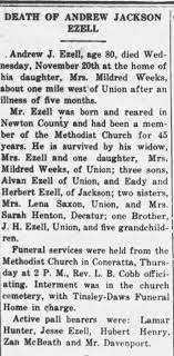Obituary for ANDREW JACKSON EZELL (Aged 80)