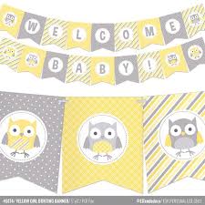 Yellow And Grey Owl Baby Shower Bunting Banner Digital Bunting Banner To Decor Your Baby Shower Prin Owl Baby Shower Boy Owl Baby Shower Baby Shower Bunting