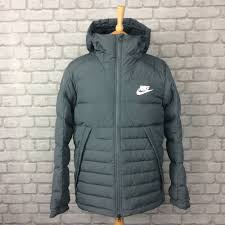 Black And Grey Nike Jacket Nike Mens Uk M Padded Down Hooded Jacket Grey Padded Puffer Winter Coat Hood Hooded Winter Coat Gray Jacket Jackets