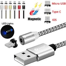 1m 2m Micro Usb Type C Ios Round Magnetic Charging Cable Led Light 2 4a Fast Charger Adapter For Iphone Ipad For Samsung Android Micro Usb C Adapter Lighting Micro Usb Adapterusb F Aliexpress