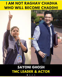 Knowledge - 🚨 Sayoni Ghosh Takes a Swipe at Raghav Chadha Sayoni Ghosh sparked reactions during a political address with a pointed remark aimed at Raghav Chadha. 💥 What she said: 👉 “