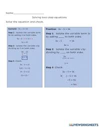 The equation is solved when the variable (letter) is alone on one side of the equals sign. Solving Two Step Equations Activity