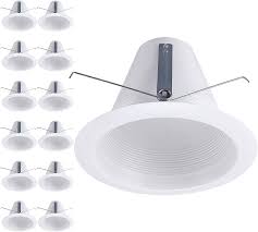 Compare click to add item halo™ 6 white recessed trim w/ baffle for slope to the compare list. Torchstar 12 Pack 6 Inch Recessed Can Light Trim 5 51 Inch Air Tight Baffle Trim Anti Glare Self Flanged Downlight Trim For Max 75w Par30 Br30 Par38 Br40 A19 Bulbs 6 Inch Housing Can Amazon Com