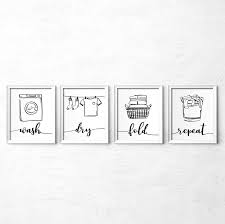 Black And White Laundry Room Signs Wash Dry Fold Repeat Laundry Room Decor Black And White Etsy Laundry Room Decor Laundry Room Wash Dry Fold