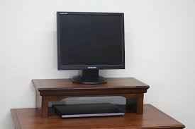 TV Riser Stand in Traditional Style Alder Wood With Mocha Finish
