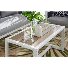 Shop target for patio coffee tables you will love at great low prices. Hampton Bay West Park White Aluminum Outdoor Patio Coffee Table 731 0812 001 The Home Depot
