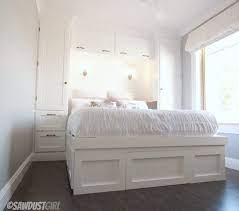 Built In Wardrobes And Platform Storage Bed Sawdustgirl Com Bedroom Built Ins Small Bedroom Storage Small Bedroom