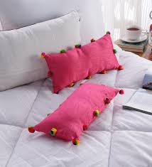 Pillow is worked on green round knifty knitter loom. Buy Magenta Silk 14x7 Inch Decorative Cuddle Cushion Set Of 2 By Rangdesi Online Decorative Cushions Cushions Furnishings Pepperfry Product