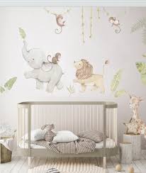 Reusable Fabric Wall Decal Safari Animals Nursery Wall Decal Watercolor Decal Nursery Sticker African Animals Wall Decal Aida Zamora Baby Room Wall Nursery Wall Decals Baby Boy Rooms
